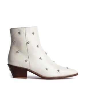 Zadig & Voltaire Tyler Vintage Star Studded Ankle Boots in white leather 39/8